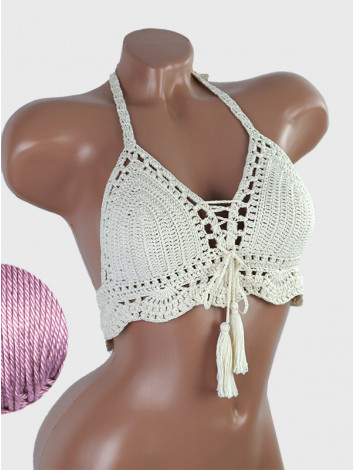 Tassel Drops Crochet: Whimsical Knots - Crochet Bikini Top