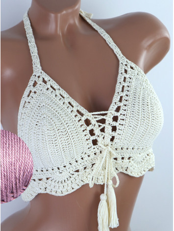 Tassel Drops Crochet: Whimsical Knots - Crochet Bikini Top