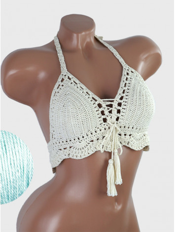 Tassel Drops Crochet: Whimsical Knots - Crochet Bikini Top