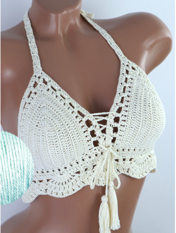 Tassel Drops Crochet: Whimsical Knots - Crochet Bikini Top