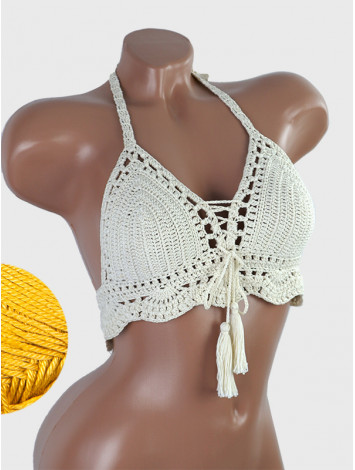 Tassel Drops Crochet: Whimsical Knots - Crochet Bikini Top
