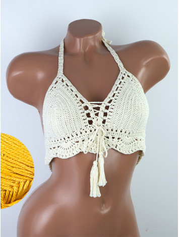 Tassel Drops Crochet: Whimsical Knots - Crochet Bikini Top