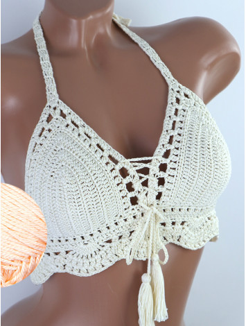 Tassel Drops Crochet: Whimsical Knots - Crochet Bikini Top