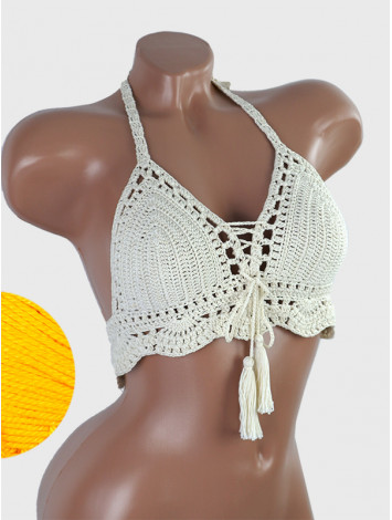Tassel Drops Crochet: Whimsical Knots - Crochet Bikini Top