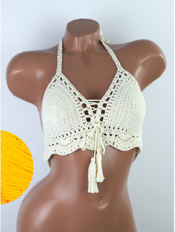 Tassel Drops Crochet: Whimsical Knots - Crochet Bikini Top