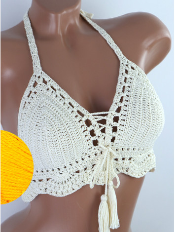 Tassel Drops Crochet: Whimsical Knots - Crochet Bikini Top