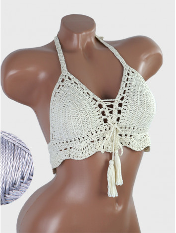 Tassel Drops Crochet: Whimsical Knots - Crochet Bikini Top