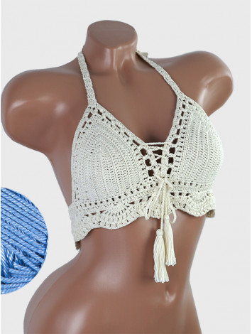 Tassel Drops Crochet: Whimsical Knots - Crochet Bikini Top