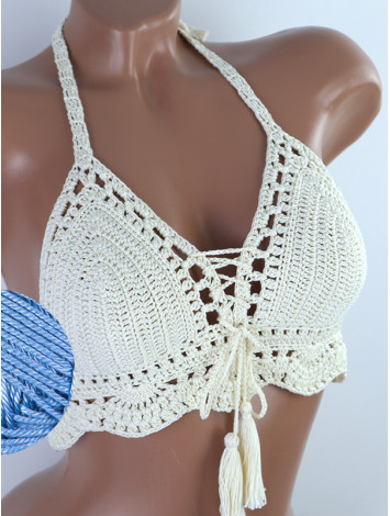 Tassel Drops Crochet: Whimsical Knots - Crochet Bikini Top