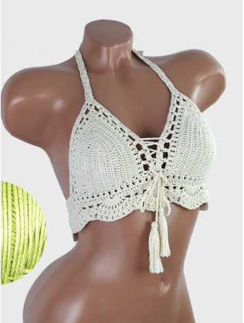 Tassel Drops Crochet: Whimsical Knots - Crochet Bikini Top