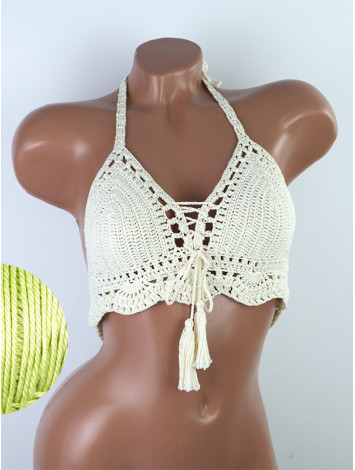 Tassel Drops Crochet: Whimsical Knots - Crochet Bikini Top