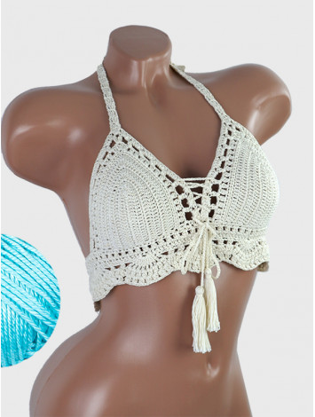 Tassel Drops Crochet: Whimsical Knots - Crochet Bikini Top