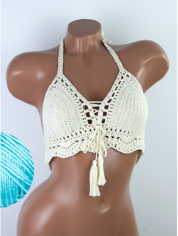 Tassel Drops Crochet: Whimsical Knots - Crochet Bikini Top