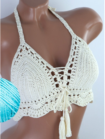 Tassel Drops Crochet: Whimsical Knots - Crochet Bikini Top