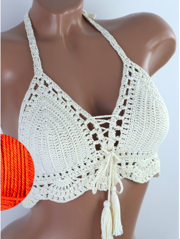 Tassel Drops Crochet: Whimsical Knots - Crochet Bikini Top