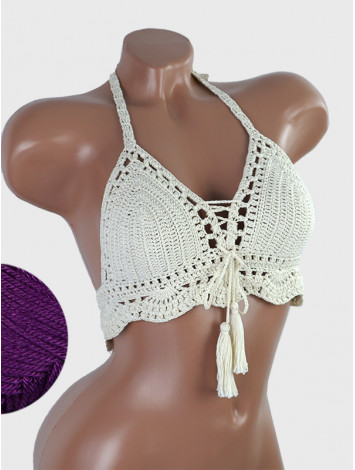 Tassel Drops Crochet: Whimsical Knots - Crochet Bikini Top