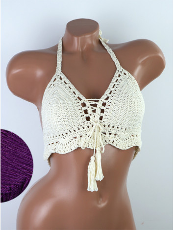 Tassel Drops Crochet: Whimsical Knots - Crochet Bikini Top
