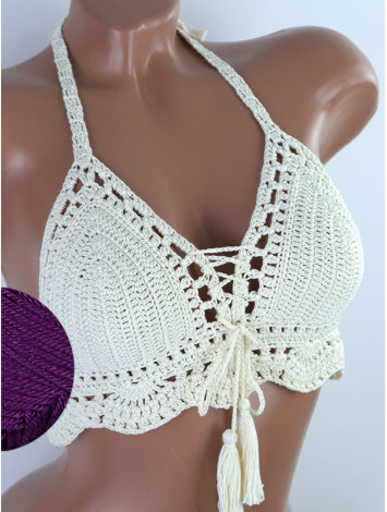 Tassel Drops Crochet: Whimsical Knots - Crochet Bikini Top