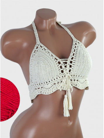 Tassel Drops Crochet: Whimsical Knots - Crochet Bikini Top