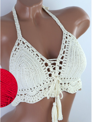 Tassel Drops Crochet: Whimsical Knots - Crochet Bikini Top