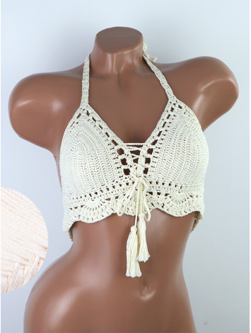 Tassel Drops Crochet: Whimsical Knots - Crochet Bikini Top