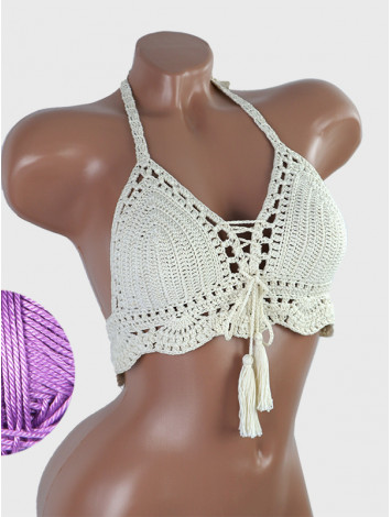 Tassel Drops Crochet: Whimsical Knots - Crochet Bikini Top
