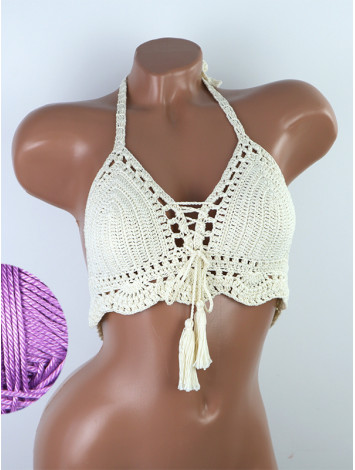 Tassel Drops Crochet: Whimsical Knots - Crochet Bikini Top