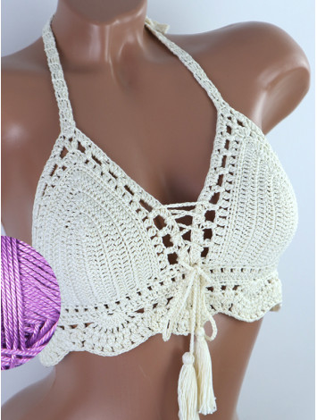 Tassel Drops Crochet: Whimsical Knots - Crochet Bikini Top