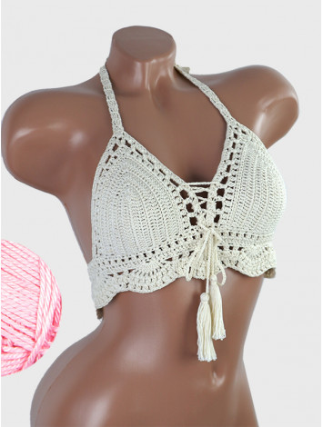 Tassel Drops Crochet: Whimsical Knots - Crochet Bikini Top