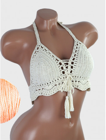 Tassel Drops Crochet: Whimsical Knots - Crochet Bikini Top