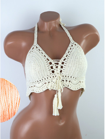 Tassel Drops Crochet: Whimsical Knots - Crochet Bikini Top