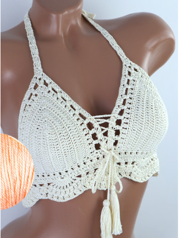 Tassel Drops Crochet: Whimsical Knots - Crochet Bikini Top