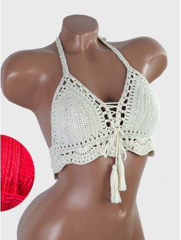 Tassel Drops Crochet: Whimsical Knots - Crochet Bikini Top
