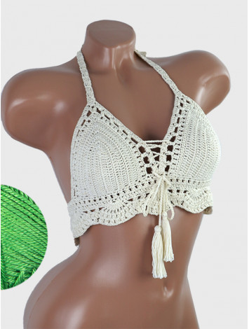 Tassel Drops Crochet: Whimsical Knots - Crochet Bikini Top