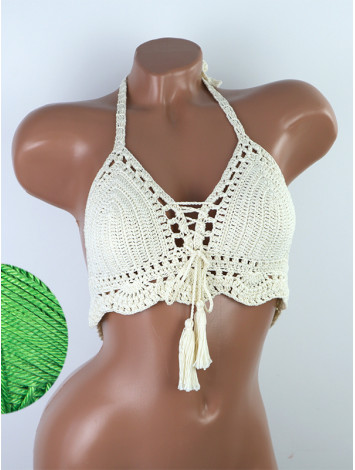 Tassel Drops Crochet: Whimsical Knots - Crochet Bikini Top