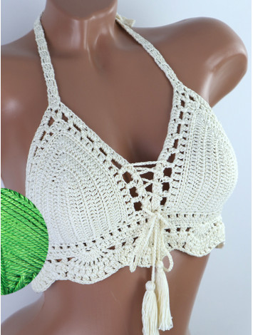 Tassel Drops Crochet: Whimsical Knots - Crochet Bikini Top