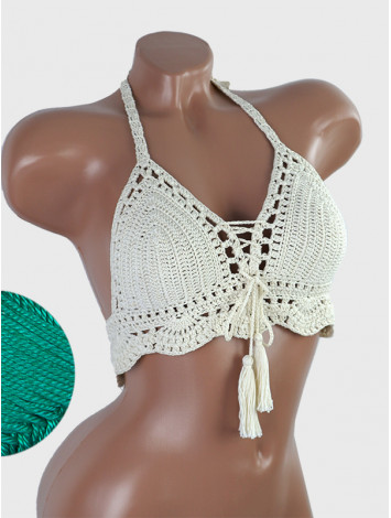 Tassel Drops Crochet: Whimsical Knots - Crochet Bikini Top