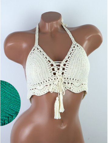 Tassel Drops Crochet: Whimsical Knots - Crochet Bikini Top