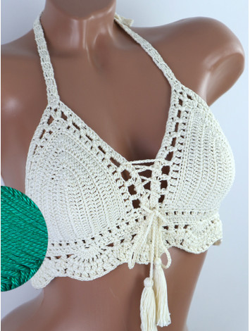 Tassel Drops Crochet: Whimsical Knots - Crochet Bikini Top