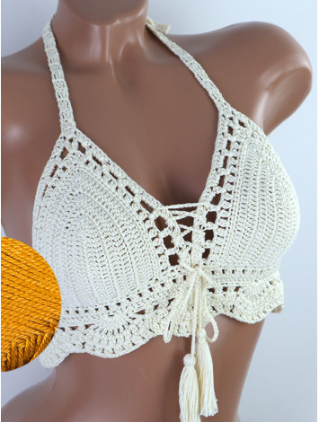 Tassel Drops Crochet: Whimsical Knots - Crochet Bikini Top