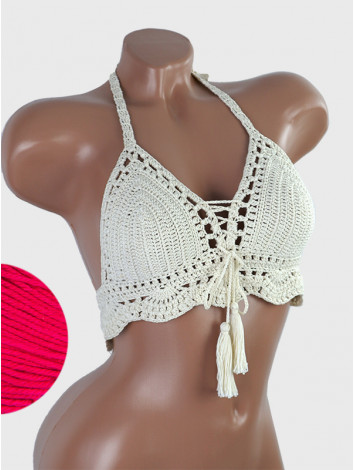 Tassel Drops Crochet: Whimsical Knots - Crochet Bikini Top