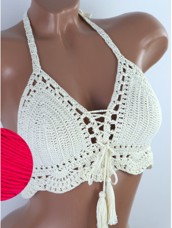 Tassel Drops Crochet: Whimsical Knots - Crochet Bikini Top