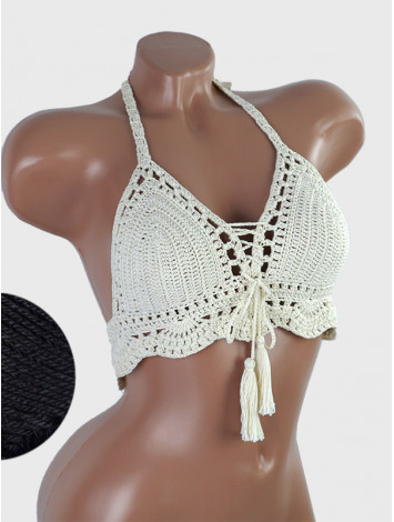 Tassel Drops Crochet: Whimsical Knots - Crochet Bikini Top