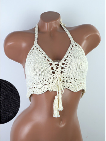 Tassel Drops Crochet: Whimsical Knots - Crochet Bikini Top