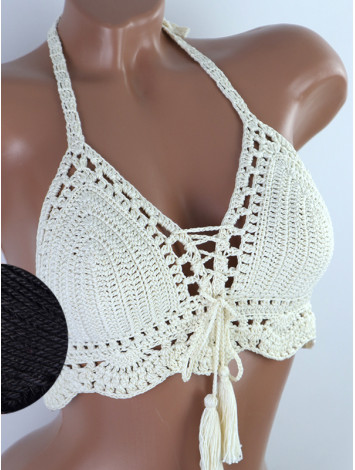 Tassel Drops Crochet: Whimsical Knots - Crochet Bikini Top