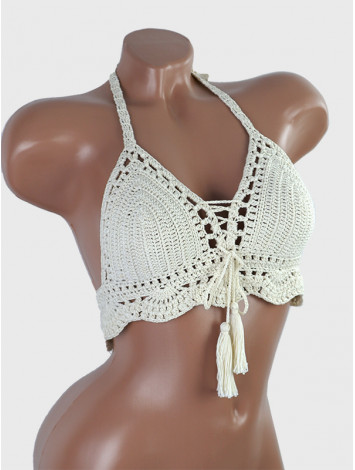 Tassel Drops Crochet: Whimsical Knots - Crochet Bikini Top