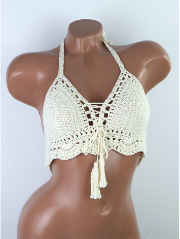 Tassel Drops Crochet: Whimsical Knots - Crochet Bikini Top