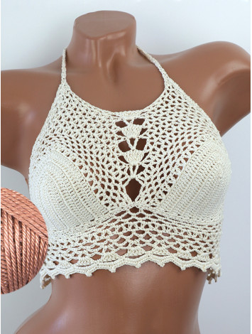 Whispering Flowers: The Tenderness of Bloom - Crochet Bikini Top