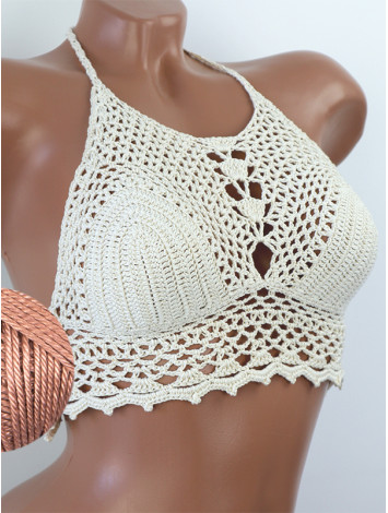 Whispering Flowers: The Tenderness of Bloom - Crochet Bikini Top