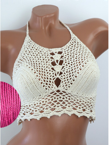 Whispering Flowers: The Tenderness of Bloom - Crochet Bikini Top